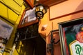 Sculpture of a cat on the facade of an old building on Prague street. Architecture of old Europe, details