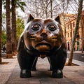 Sculpture of cat on Rambla in El Raval district of Barcelona