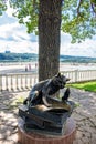 KALUGA, RUSSIA - AUGUST 2017: Sculpture of the Cat of the scientist in Kaluga