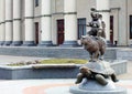 Sculpture `Cat, tortoise and elephant juggler`, Minsk, Belarus