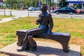 Sculpture of characters of russian writer Nikolai Gogol in Myrhorod, Ukraine