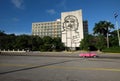 Sculpture of Che Guevara on facade of Ministry of Interior, Plaza de la Revolucion, Havana, Cuba