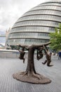 Sculpture of a chimpanzee by Gillie and Marc situated by London Bridge Royalty Free Stock Photo