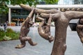 Sculpture of a chimpanzee by Gillie and Marc situated by London Bridge Royalty Free Stock Photo