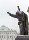 Sculpture of Christ bearing his Cross closeup. Warsaw, Poland. Royalty Free Stock Photo