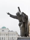 Sculpture of Christ bearing his Cross closeup. Warsaw, Poland. Royalty Free Stock Photo