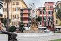 Sculpture of Christopher Columbus at coast of Santa Magherita town, Italy