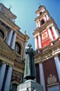 Sculpture and Church,Salta,Argentina Royalty Free Stock Photo