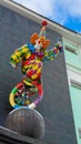 sculpture of a clown on the facade of a building in Moscow