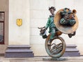 Sculpture of a clown musicians before the circus in Minsk, Belarus