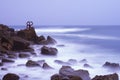 Sculpture of the Comb of the Wind Peine del Viento ,coast of the city of San Sebastian