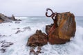 Sculpture of the Comb of the Wind Peine del Viento , coast of the city of San Sebastian