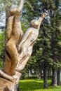 sculpture of the Cosmonauts carved from old wood in Gagarin park