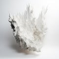 Jagged White Paper Sculpture On Background: Detailed Feather Rendering By Ryan Hewett