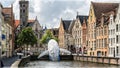 Sculpture, created out from plastic Skyscraper or Bruges Whale in Bruges, Belgium