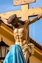 Sculpture of the crucifixion of Jesus Christ during the Easter Week processionss in Zamora