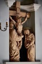 The sculpture of the crucifixion of Jesus. Religious symbol of faith. Crucifixion is the main Christian symbol