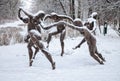 The sculpture Dance based on the Henri Matisse painting in the park at the Yelagin Island. Royalty Free Stock Photo