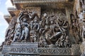 Sculpture of dancing Shiva, Hoysaleshwara temple, Halebidu, Karnataka. view from West.