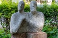 A sculpture depicting the unity of two people in the Governor`s Garden in Yaroslavl, Russia