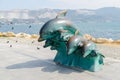 Sculpture Dolphins on the embankment of Novorossiysk.