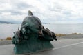 Sculpture `Dolphins on the wave` on the embankment in Novorossiysk