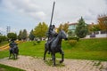 Sculpture of don Quixote and Sancho Panza. Selale Park, Eskisehir, Turkey