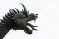 sculpture: dragon head with open mouth