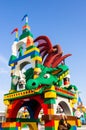 Sculpture dragon Legoland at Dubai Parks and Resorts.