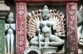 Sculpture of Durga on gopuram or 200 year old temple top