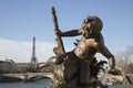 Sculpture and Eiffel Tower at Pont; Alexandre III Bridge; Paris Royalty Free Stock Photo