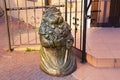 ZELENOGRADSK, KALININGRAD REGION, RUSSIA - APRIL 02, 2019: Sculpture of the elegant cat near wedding registry office in famous