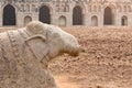 Sculpture of an elephant next to Elephant Stables, Hampi Royalty Free Stock Photo