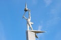 The sculpture of the engine manufacturer, up over the head of the plane. Rybinsk, Yaroslavl region