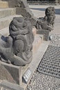 Sculpture at the Entrance stairs of Nandi Temple at Prambanan Temple Compounds