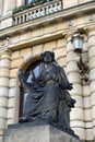 The sculpture at the entrance to the concert hall of the Czech Philharmonic in the Rudolfinum in Prague. Royalty Free Stock Photo