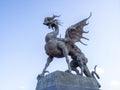 Sculpture of a fabulous creature with wings in Kazan, Russia