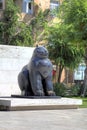 Sculpture of the famous Colombian sculptor Fernando Botero A black cat. Royalty Free Stock Photo