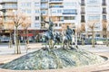 Sculpture of famous Spanish Don Quixote and Sancho Panza in San Sebsatian, Spain.