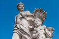 Sculpture of farmer and his scholar on Zoll Bridge in Magdeburg Royalty Free Stock Photo