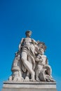 Sculpture of farmer and his scholar on Zoll Bridge in Magdeburg Royalty Free Stock Photo