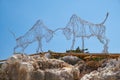 Sculpture of fighting bull in Ayia Napa international Sculpture Park. Cyprus