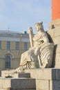The sculpture at the foot of the southern rostral column. Saint-Petersburg Royalty Free Stock Photo