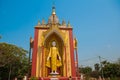 The sculpture of four standing Buddhas. Bago. Myanma. Burma.