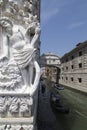 The sculpture in front of the bridge of sighs in venice,italy Royalty Free Stock Photo