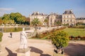 sculpture in front of the Luxembourg Palace in Paris, France. The garden is a popular holiday destination on the left Bank Royalty Free Stock Photo