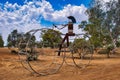 Sculpture of a giant bike and cyclist made of scrap metal, Australia