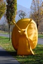 Sculpture `Giant Snail` by Cracking Art, Milan, 7. Swiss Triennial of Sculpture, Art on Bad RagARTz 2018 Exhibition. Bad Ragaz