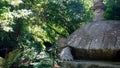 Sculpture of giant turtle in the Park of the Monsters of Bomarzo, a natural park adorned with numerous basalt sculptures dating ba