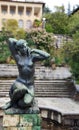 A sculpture of a girl in the abandoned Ordzhonikidze sanatorium. Sochi,